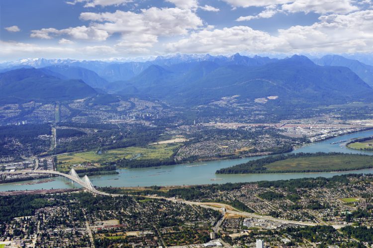 Surrey, Coquitlam, Port Coquitlam and Fraser River, BC.